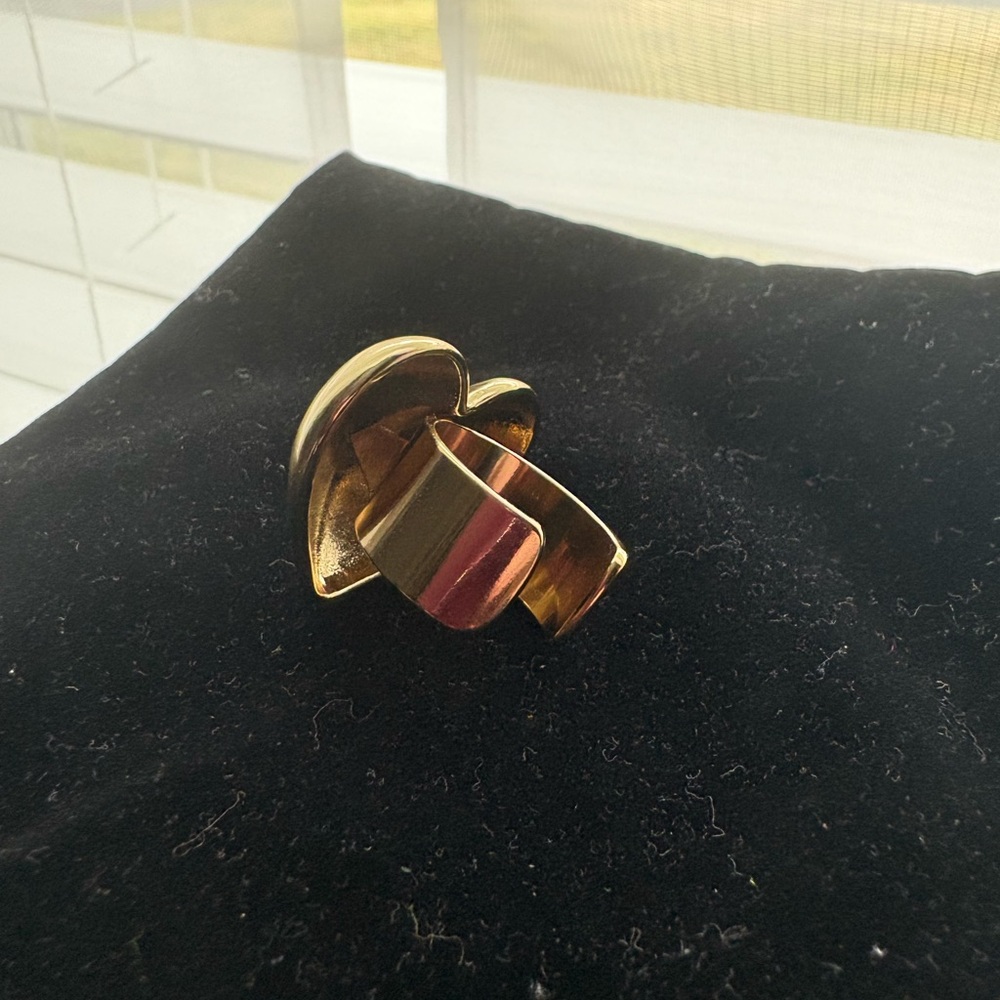 Pretty Bird Gold Plated Adjustable Puffy Heart Ring NEW! - Picture 5 of 5